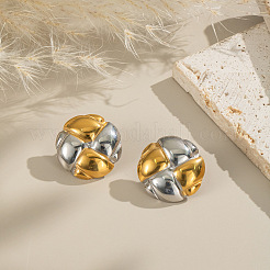 Stainless Steel Two Tone Flat Round Stud Earrings&nbsp;NF5313