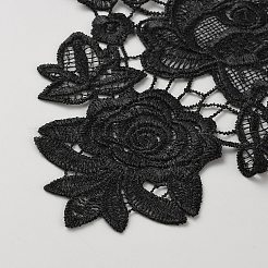 刺繍入りフローラルレースカラー  アップリケエッジを縫うネックライントリム服  DIYアクセサリー  ブラック  340x380x1.5mm&nbsp;FIND-WH0148-304A