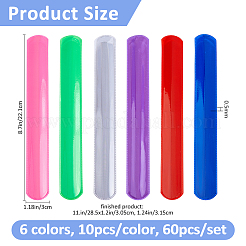 60個 6色 PVC スラップブレスレット  子供用スナップブレスレット  炭素鋼を使用  ミックスカラー  22.1x3x0.05cm  10個/カラー&nbsp;BJEW-FH0001-14
