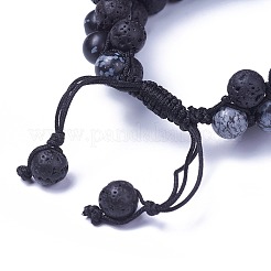 Adjustable Natural Snowflake Obsidian Braided Bead Bracelets&nbsp;BJEW-I273-E01