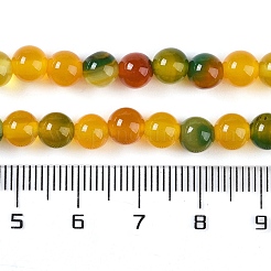 天然石縞瑪瑙/バンデットアゲートビーズ連売り  染め  ラウンド  ゴールド  6mm  穴：0.8mm  約32個/連  7.60''（19.3センチメートル）&nbsp;G-Z060-A01-A18