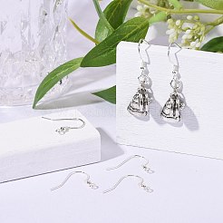 925スターリングシルバーピアスフック  スタンプ925個付き  銀  18x19x2mm  穴：2mm  ピン：0.6mm&nbsp;X-STER-K167-050S