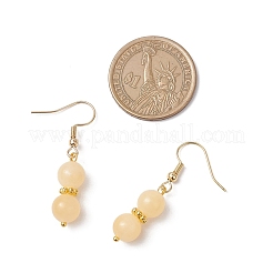 Round Natural Yellow Jade Dangle Earrings&nbsp;EJEW-JE06464
