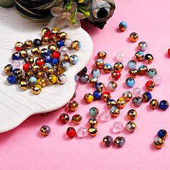 1710~1770個15色電気メッキガラスビーズ  ファセットロンデル  ミックスカラー  6x5mm  穴：1mm  114~118個/カラー&nbsp;EGLA-SZ0001-03