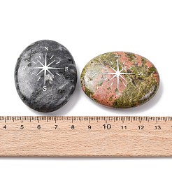 Oval Natural Mixed Gemstone Compass Display Decorations&nbsp;G-G301-02