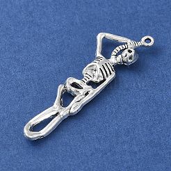 ハロウィン用チベット風合金のペンダント  スケルトン  42x12x4mm  穴：1.2mm&nbsp;PALLOY-O002-09A-AS
