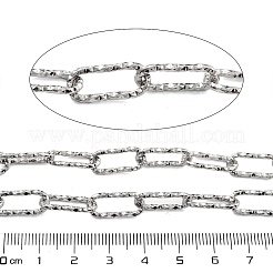 変色しにくい質感のある304ステンレススチールのペーパークリップチェーン  オーバル  溶接されていない  スプールで  ステンレス鋼色  17x7x1.6mm&nbsp;CHS-H026-18P