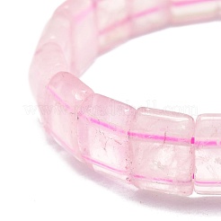 ナチュラル ローズ クオーツ レクタングル ビーズ ストレッチ ブレスレット  女性のためのアクセサリー用原石のアクセサリー  内径：2-1/8~2-1/4インチ（5.5~5.7cm）&nbsp;BJEW-E379-01E