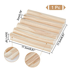 5スロット木の指輪ディスプレイスタンド  正方形  アンティークホワイト  17.3x17.3x3cm&nbsp;RDIS-WH0006-30