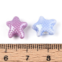手作りの陶器ビーズ  ヒトデ  光沢釉の磁器  ミックスカラー  11.5~12x10.5x6mm  穴：1.8~2mm&nbsp;X-PORC-Q002-03E-01