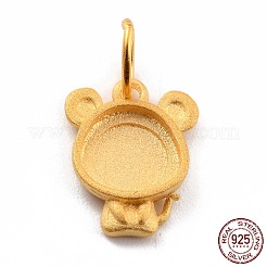 925純銀製のペンダントのカボションのセッティング  中国の星座  マウス  14x11x2.2mm  内径：3.5mm穴：5x0.6mm&nbsp;STER-I020-01E-G