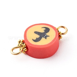 Halloween/Christmas Theme Flat Round Polymer Clay Links Connectors&nbsp;PALLOY-JF00713