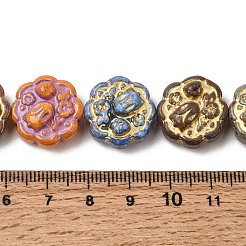 塗装ガラスビーズ連売り  ゴールドライン入り  つぼみのある花  ミックスカラー  17.5x18x9mm  穴：1.2mm  約20個/連  14.02''（35.6センチメートル）&nbsp;GL-CBA8EF0-02