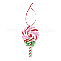 Christmas Lollipop Handmade Polymer Clay Pendant Decorations&nbsp;HJEW-P017-02F