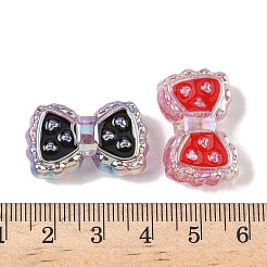 UVメッキ不透明アクリルビーズ  虹色の  蝶結び  エナメル  ミックスカラー  16x25.5x9.5mm  穴：3mm&nbsp;OACR-H053-03