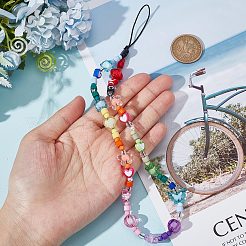 Rainbow Resin Beaded Mobile Phone Lanyard Wrist Strap&nbsp;HJEW-WH0068-11