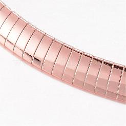 304ステンレスネックレス  カニカン付き  ローズゴールド  内径：13.7cm（5-3/8インチ）  8x2mm&nbsp;NJEW-D274-04RG