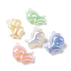 蓄光UVメッキレインボー虹色アクリルパーツ  きらめき  暗闇で光る  馬のチャーム  ミックスカラー  34x33.5x15.5mm  穴：3.5mm&nbsp;OACR-C003-15