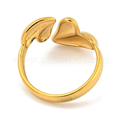 Ion Plating(IP) 304 Stainless Steel Heart Open Cuff Ring for Women&nbsp;RJEW-A043-31G