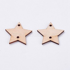 染色されていない木製のリンク  スター  湯通しアーモンド  29.5x31x2.5mm  穴：2mm&nbsp;WOOD-F005-09
