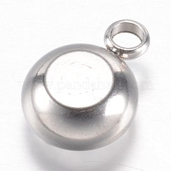 304ステンレススチールガラスラインストーンチャーム  4月の誕生石チャーム  多面カット  フラットラウンド  透明  14x10x7mm  穴：2.5mm&nbsp;X-STAS-G082-09