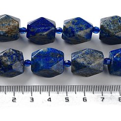 天然石ラピスラズリビーズ連売り  シードビーズで  多面カット  菱形  17~21x13~16x12~15mm  穴：1.2~1.4mm  約18~19個/連  15.35~15.79インチ（39~40.1cm）&nbsp;G-C182-20-02