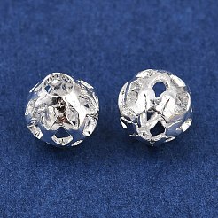 真鍮ビーズ  中空ラウンド  銀  6x5.5mm  穴：2mm&nbsp;KK-H250-03B-S