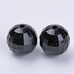 透明なアクリルビーズ  多面カット  ラウンド  ブラック  8x8mm  穴：1.5mm  約1770個/500g&nbsp;TACR-Q254-8mm-V72
