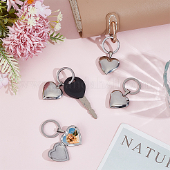 4Pcs 316 Stainless Steel Heart Locket Pendant Keychains&nbsp;KEYC-PH01618