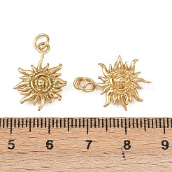 304ステンレスペンダント  太陽のチャーム  イオンプレーティング（ip）  丸カン付き  18KGP本金メッキ  20x15.5x4mm  穴：3.5mm&nbsp;STAS-G364-12G-01