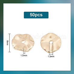 真鍮ビーズ50個  フラットラウンドい形  長持ちメッキ  14KGP本金メッキ  8x1.5mm  穴：1.2mm&nbsp;KK-PH0005-48