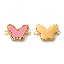 PVD真空メッキ304ステンレススチールコネクタチャーム  長持ちメッキ  バタフライリンク  アクリル&シェル&合成マラカイト付き  ゴールドカラー  10x16x3mm  穴：1.5mm&nbsp;STAS-A079-08G