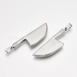 変色しない304ステンレススチールの大きなペンダント  包丁形状  ステンレス鋼色  53x16.5x4mm  穴：6.5x4mm&nbsp;X-STAS-T045-25P
