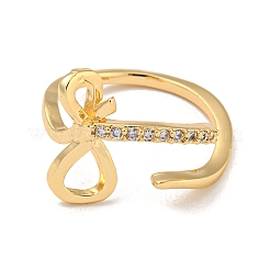 Brass with Cubic Zirconia Open Cuff Rings&nbsp;RJEW-B052-02G