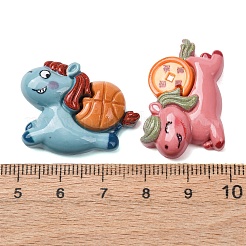 かわいい不透明樹脂カボション  馬  ミックスカラー  20~26.5x27.5~33.5x7~9mm&nbsp;RESI-Z051-02