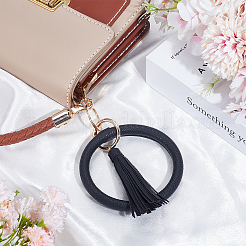 PU Leather Tassel Bracelet Wristlet Keychain&nbsp;AJEW-SC0003-67C