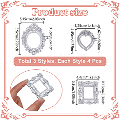 12Pcs 3 Styles Resin Embossed Photo Frames&nbsp;AJEW-NB0007-74