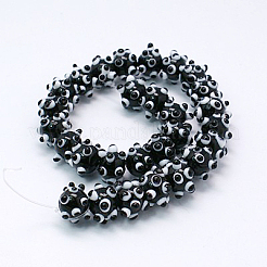 手作り凹凸柄ランプワークビーズ連売り  ラウンド  ミックスカラー  12~14mm  穴：1mm  約14個/連  5.5インチ&nbsp;LAMP-G050-M