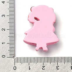 漫画の女の子の不透明樹脂デコデンカボション  人形  ピンク  33.5x25x9mm&nbsp;RESI-S392-01B-05