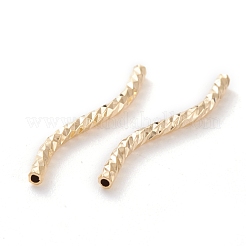 真鍮製チューブビーズ  長持ちメッキ  カーブビーズ  24KGP本金メッキ  20x1.5mm  穴：0.8mm&nbsp;KK-Y003-84A-G