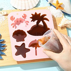 トロピカルビーチをテーマにしたチョコレートシリコン型  ピンク  17.8 * 15.1 * 2.4cm&nbsp;ST-CJ0043-054