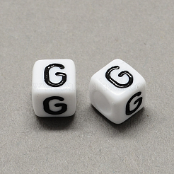 Large Hole Acrylic Letter European Beads&nbsp;SACR-Q103-7mm-01G