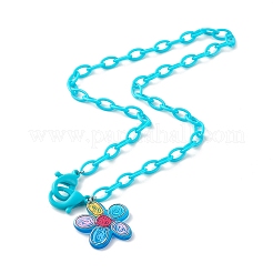 Transparent Acrylic Flower Pendants Necklaces&nbsp;NJEW-JN03521-04