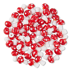 50Pcs Mushroom Handmade Lampwork Beads Strands&nbsp;LAMP-LT0001-06B