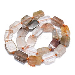 天然石ルチルクォーツビーズ連売り  長方形  15~17x10~13x5~7mm  穴：1mm  約22個/連  15.94インチ（40.5cm）&nbsp;G-K245-J18-01