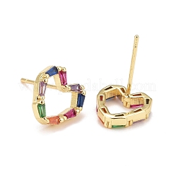Cubic Zirconia Heart Stud Earrings&nbsp;EJEW-A069-13G