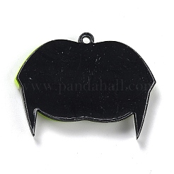 ウエスタンスタイルの蛍光アクリルパーツ  牙の形  緑黄  30x37x4mm  穴：2mm&nbsp;LS-BACR-I001-01C