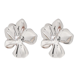 304ステンレススチールスタッドピアス  カドミウムフリー＆ニッケルフリー＆鉛フリー  ステンレス鋼色  花  33x28.5mm&nbsp;LS-EJEW-I323-01P-01