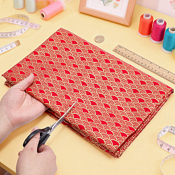 魚の鱗模様の和風綿生地  衣料品用  レッド  1000x1500x0.4mm&nbsp;DIY-WH0579-98B