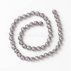 カット加工ラウンド磁気なし合成ヘマタイトビーズ連売り  艶消し  8mm  穴：1mm  約52個/連  15.7インチ&nbsp;G-D800-04
